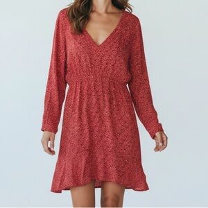 Anthropologie Maeve MONACO EMPIRE FLORAL PRINT DRESS Sz XL Red White FLOWY